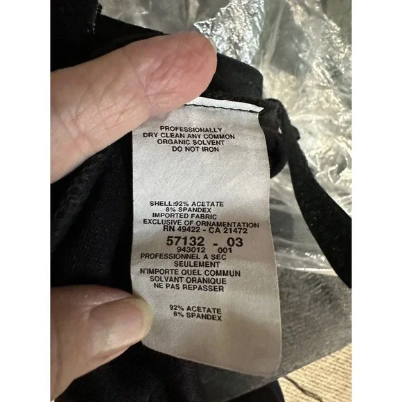 Ruby Womens Black Draped Front Dress Stretch Acetate‎ Blend Full Skirt SzP - Picture 6 of 8